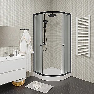 Душевой уголок Parly ZF81B 80x80 стекло матовое/профиль черный купить в интернет-магазине Sanbest