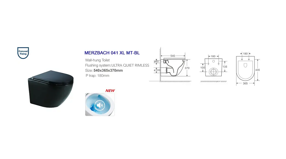 Унитаз WeltWasser WW MERZBACH 041 XL MT-BL черный матовый купить в интернет-магазине Sanbest