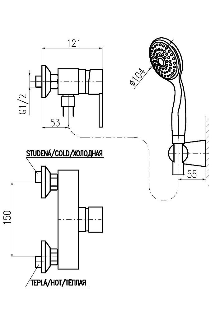 Смеситель для душа RAV-Slezak ZAMBEZI ZA081.5/2 купить в интернет-магазине сантехники Sanbest