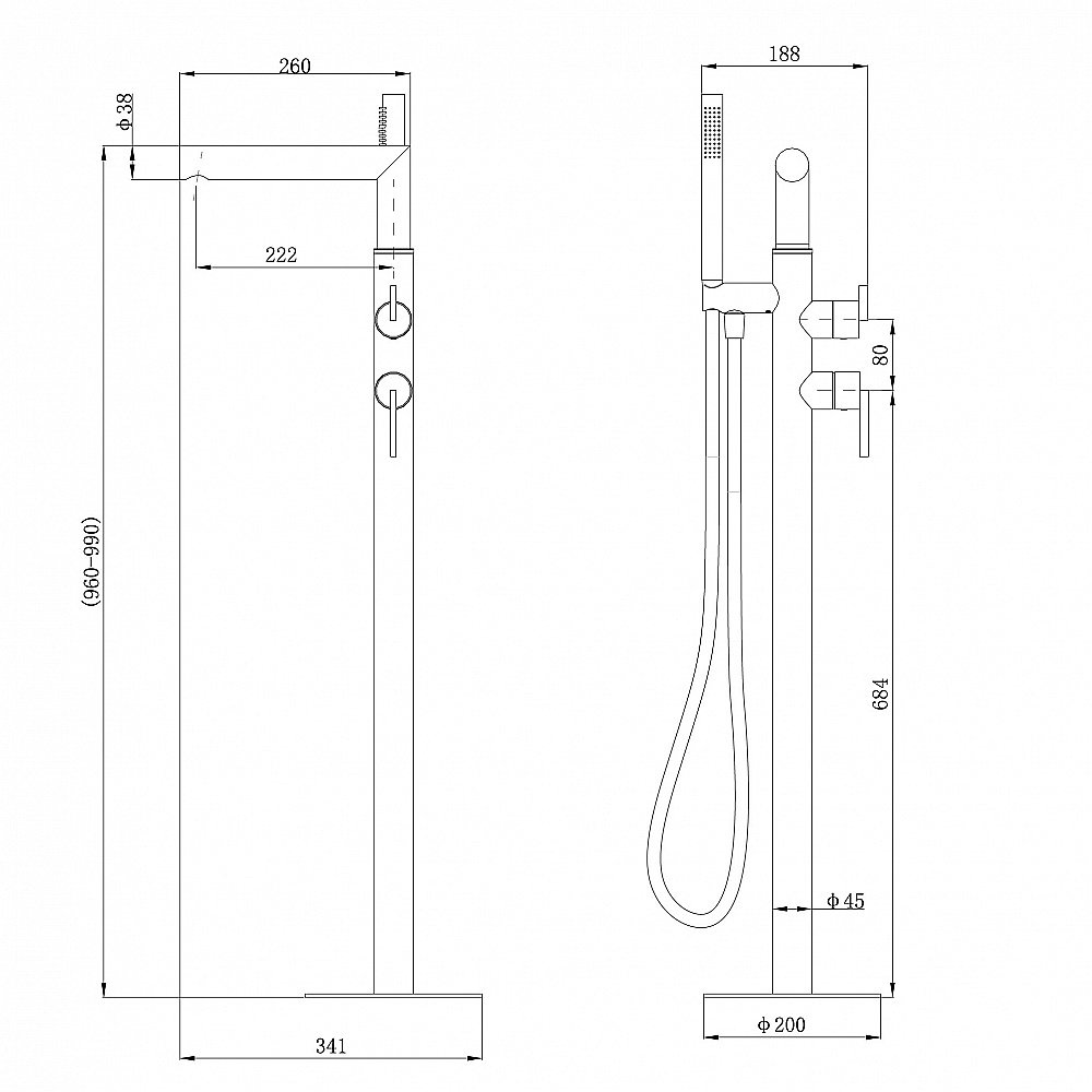 Смеситель для ванны Abber Perfekte 316 AF8A15BG брашированное золото купить в интернет-магазине сантехники Sanbest