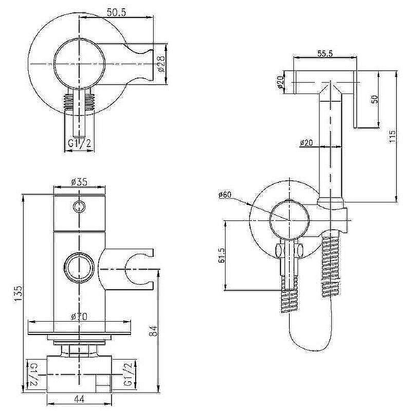 Гигиенический душ Boch Mann Braies СК-P07 BM10408 хром купить в интернет-магазине сантехники Sanbest