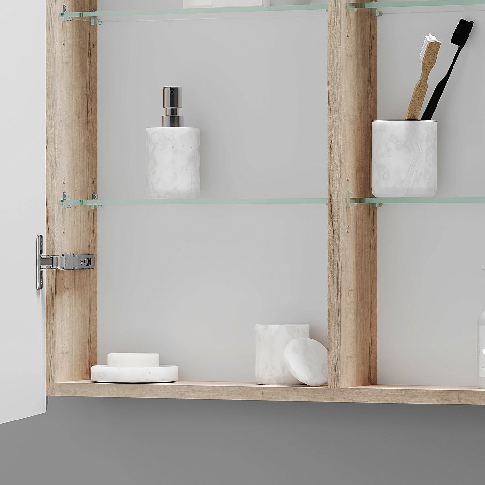 Зеркальный шкаф Sancos Mirror MI100EG дуб галифакс натуральный купить в интернет-магазине сантехники Sanbest