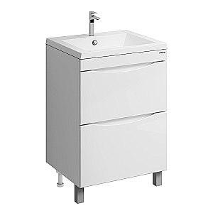 Тумба с раковиной напольная Grossman Виста 58 с 2-я ящ, белый глянец для ванной в интернет-магазине Sanbest