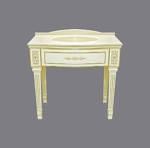 Тумба с раковиной напольная Misty Tiffany 100 белая сусальное золото для ванной в интернет-магазине Sanbest