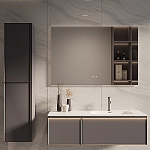 Тумба с раковиной Vincea Elise 120 VMC-4EL120MG/VCB-4EL120MW серый матовый для ванной в интернет-магазине Sanbest