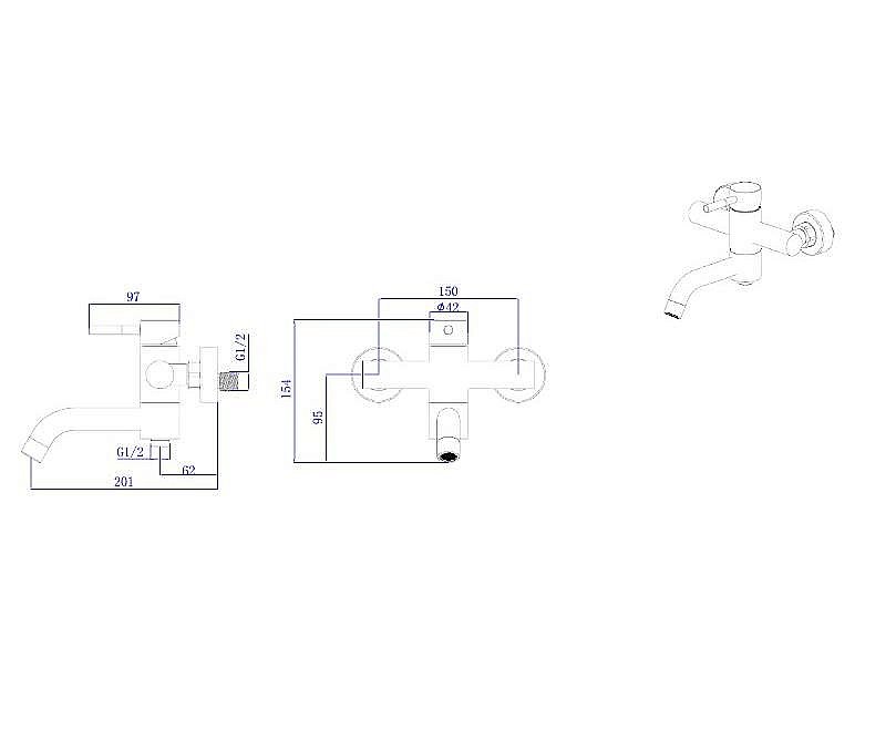 Смеситель для ванны Rush Melos SUS1101-44Grey графит купить в интернет-магазине сантехники Sanbest