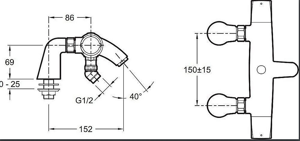 Смеситель для ванны Jacob Delafon ELEVATION E18875-CP купить в интернет-магазине сантехники Sanbest