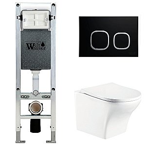 Унитаз с инсталляцией WeltWasser AMBERG 350 ST + ODENBACH 004 GL-WT + AMBERG RD-BL купить в интернет-магазине Sanbest