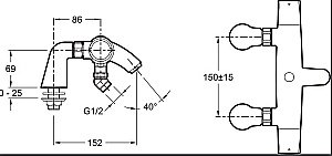 Смеситель для ванны Jacob Delafon ELEVATION E18875-CP купить в интернет-магазине сантехники Sanbest
