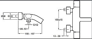 Смеситель для ванны и душа Jacob Delafon TALAN E10089RU-CP купить в интернет-магазине сантехники Sanbest