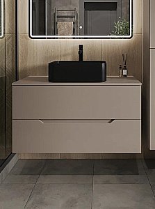 Тумба с раковиной Orange Line 100 Li-100TuLMDF+B02-460MB латте/черный для ванной в интернет-магазине Sanbest