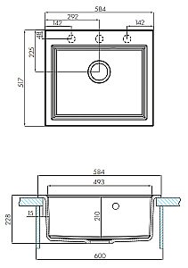 Мойка кухонная Акватон Линеа 58 латте купить в интернет-магазине сантехники Sanbest