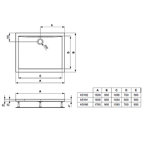 Душевой поддон Ideal Standard Ultra Flat K519201 180x90 купить в интернет-магазине Sanbest