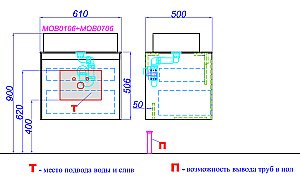 Тумба с раковиной Aqwella Mobi 61 бетон светлый/белый для ванной в интернет-магазине Sanbest