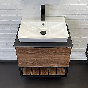 Тумба с раковиной Comforty Порто 00-00010677 60 дуб тёмно-коричневый для ванной в интернет-магазине Sanbest