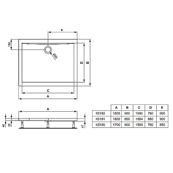 Душевой поддон Ideal Standard Ultra Flat K519201 180x90 купить в интернет-магазине Sanbest