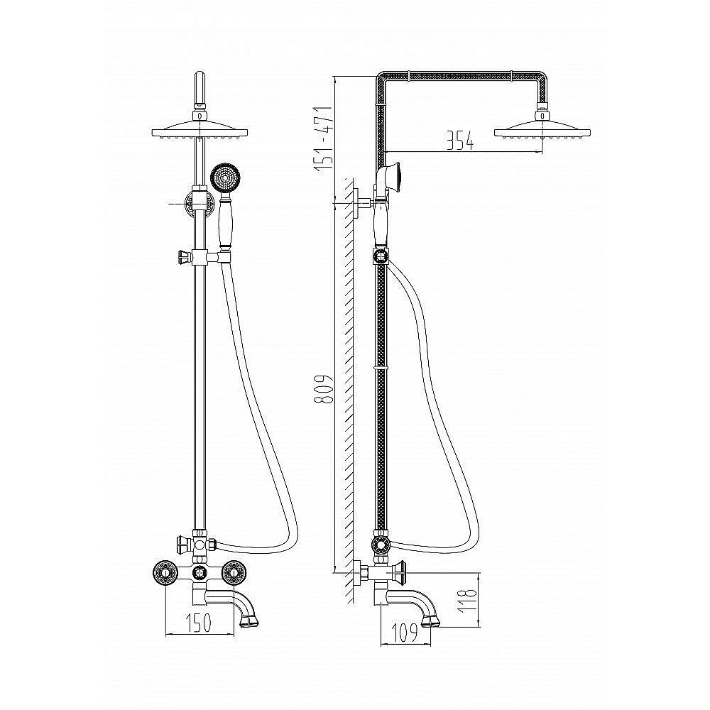 Душевая система Milacio Almeria MC.100.1SL серебро купить в интернет-магазине сантехники Sanbest