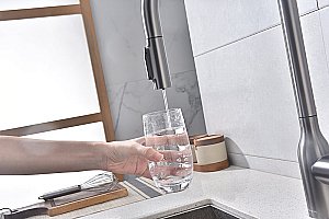 Смеситель для кухни Paulmark Universal Un213880-GM вороненая сталь купить в интернет-магазине сантехники Sanbest