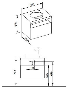 Тумба с раковиной KEUCO STAGELINE 32855970000 65 вулканит матовый для ванной в интернет-магазине Sanbest