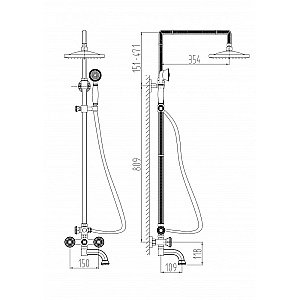 Душевая система Milacio Almeria MC.100.1SL серебро купить в интернет-магазине сантехники Sanbest