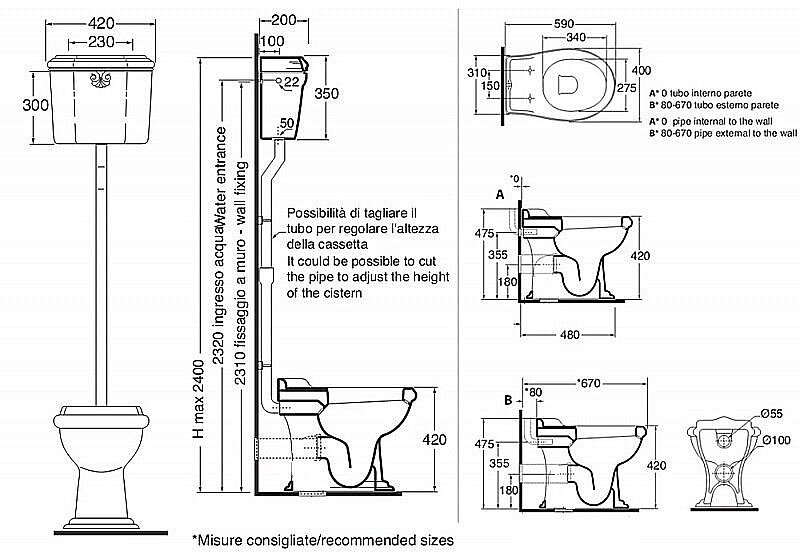 Унитаз с высоким бачком Azzurra Jubilaeum JUB100/P белый/золото купить в интернет-магазине Sanbest