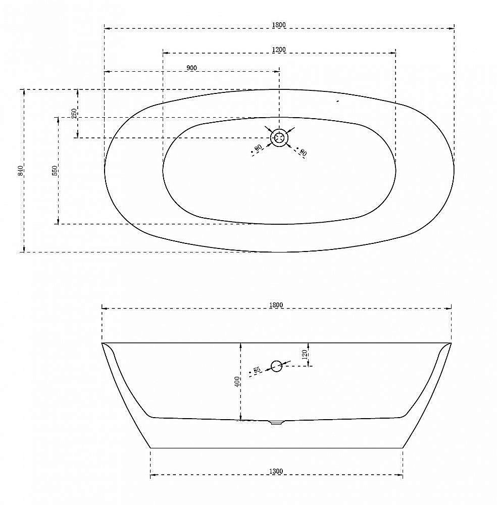 Ванна акриловая отдельностоящая ABBER AB9205 180x84 купить в интернет-магазине Sanbest
