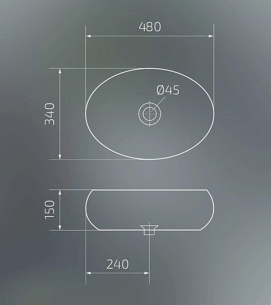 Раковина накладная Gid Lago 48 N9030b 51115 белая купить в интернет-магазине Sanbest