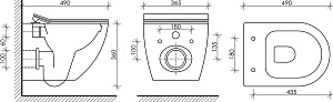 Унитаз подвесной Ceramica Nova METROPOL Rimless CN4002MB_1001CH черный матовый, безободковый, с крышкой микролифт, с инсталляцией и кнопкой хром купить в интернет-магазине Sanbest