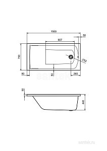 Ванна Santek Фиджи 1WH501598 150x75 купить в интернет-магазине Sanbest