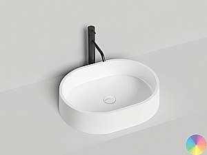 Раковина накладная Salini GLORIA 10 1102211MRH 56 из искусственного камня S-Stone, белая матовая, цвет по RAL снаружи купить в интернет-магазине Sanbest