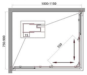 Душевой уголок BelBagno UNIQUE-AH-2-100/115-75/90-P-Cr 115х90 стекло текстурное/профиль хром купить в интернет-магазине Sanbest