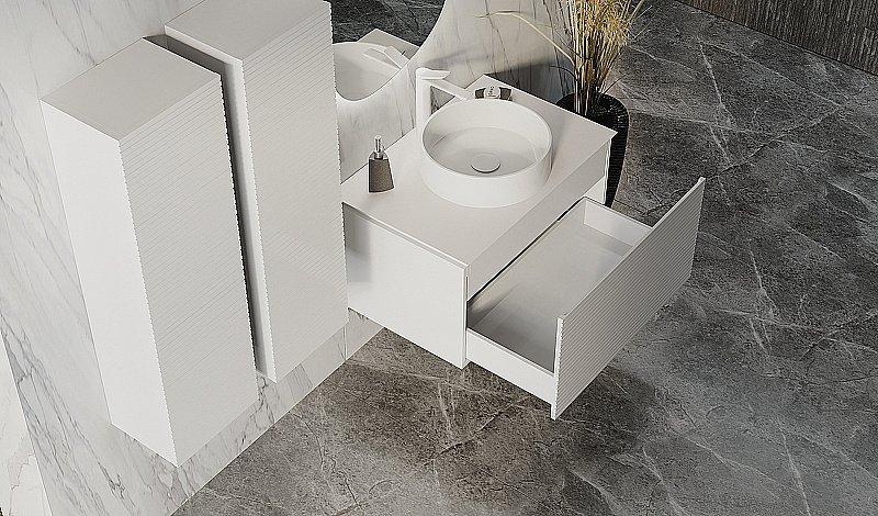 Тумба с раковиной Jorno Stone 80 белая для ванной в интернет-магазине Sanbest