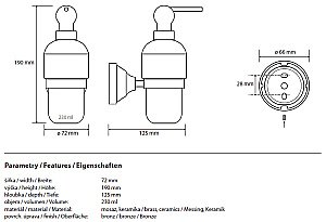 Диспенсер Bemeta Kera 144709017 бронза купить в интернет-магазине сантехники Sanbest