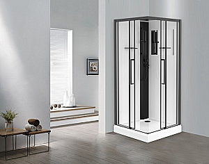 Душевая кабина Esbano ESKM100CKR 100х100 стекло прозрачное/профиль черный матовый купить в интернет-магазине Sanbest