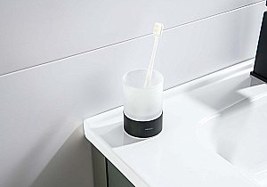 Стакан Aquatek Лира AQ4428MB стекло матовое/черный матовый купить в интернет-магазине сантехники Sanbest