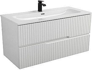 Тумба с раковиной Cezares DUET-N 100 DUET-N-1000-2C-SO-BO белая матовая для ванной в интернет-магазине Sanbest