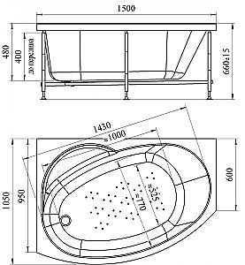 Ванна акриловая Vannesa Монти 2-78-0-1-213 150х105 купить в интернет-магазине Sanbest