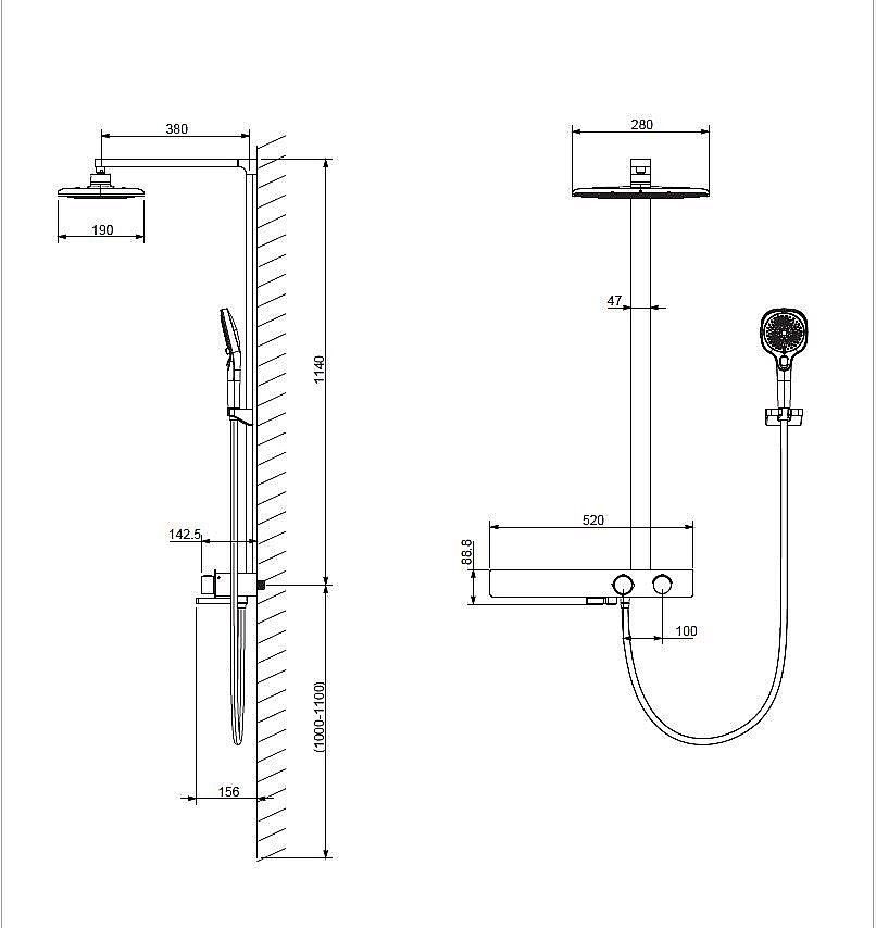 Душевая система Vincea Inspire VSFS-3I13TGM вороненая сталь купить в интернет-магазине сантехники Sanbest