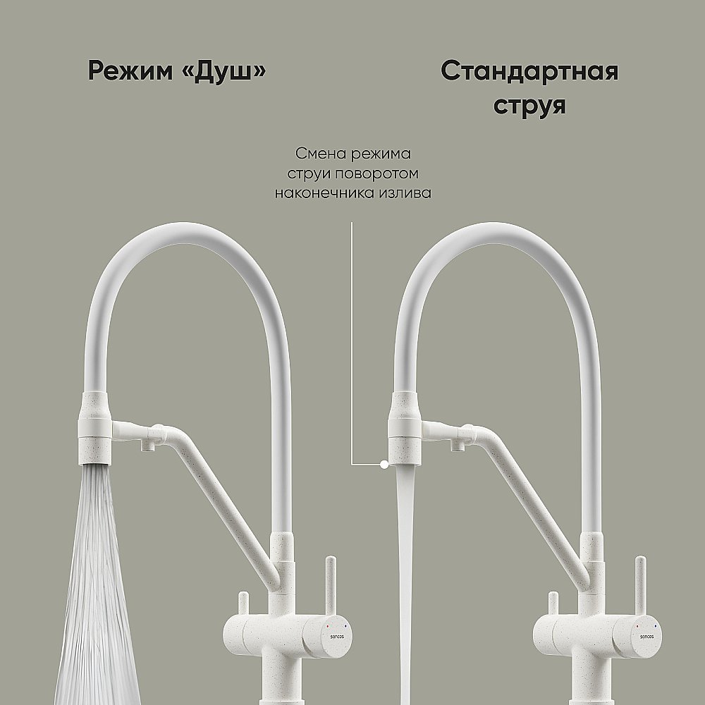 Смеситель для кухни Sancos Dora SC4003MW белый матовый купить в интернет-магазине сантехники Sanbest