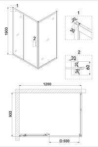 Душевой уголок Niagara Nova NG-62-12A-A90 120x90 купить в интернет-магазине Sanbest