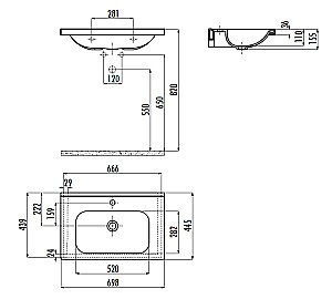 Раковина Creavit Ideal 69,8 ID070-0000 белая купить в интернет-магазине Sanbest