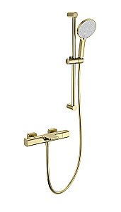 Смеситель для ванны с душевым гарнитуром и термостатом WONZON & WOGHAND Plate WW-C2017-A-BG брашированное золото купить в интернет-магазине сантехники Sanbest
