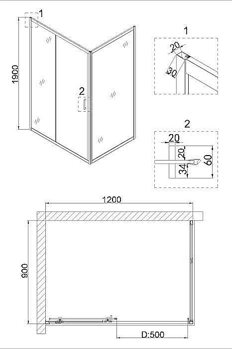 Душевой уголок Niagara Nova NG-62-12A-A90 120x90 купить в интернет-магазине Sanbest