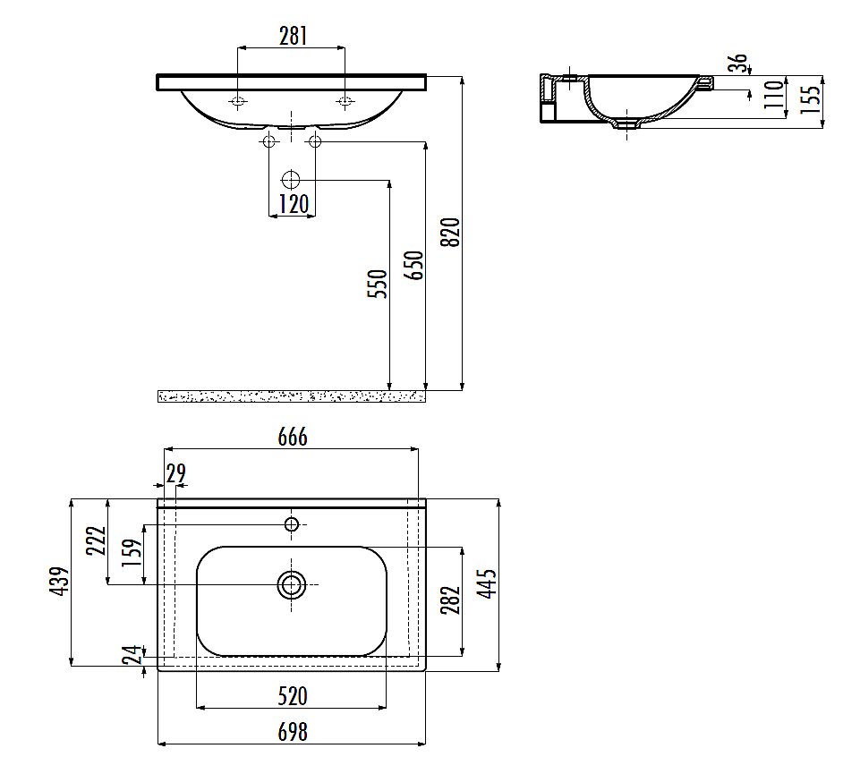 Раковина Creavit Ideal 69,8 ID070-0000 белая купить в интернет-магазине Sanbest