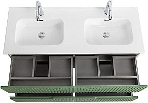 Тумба с раковиной Cezares DUET-N 120 DUET-N-1200-4C-SO-2-PS-P фисташковый софт для ванной в интернет-магазине Sanbest
