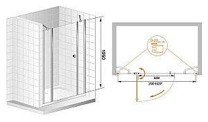 Душевая дверь Cezares ELENA-W-B-13-60+60/40-P-Cr купить в интернет-магазине Sanbest