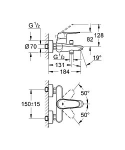 Смеситель для ванны Grohe Eurodisc Cosmopolitan 33390 002 купить в интернет-магазине сантехники Sanbest