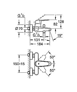 Смеситель для ванны Grohe Eurodisc Cosmopolitan 33390 002 купить в интернет-магазине сантехники Sanbest