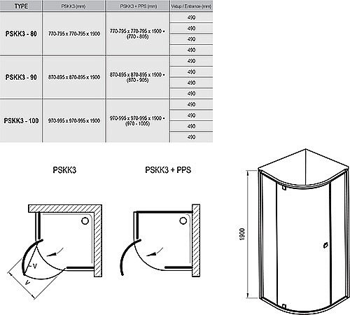 Душевой уголок Ravak PIVOT PSKK3 80x80 черный/Transparent купить в интернет-магазине Sanbest