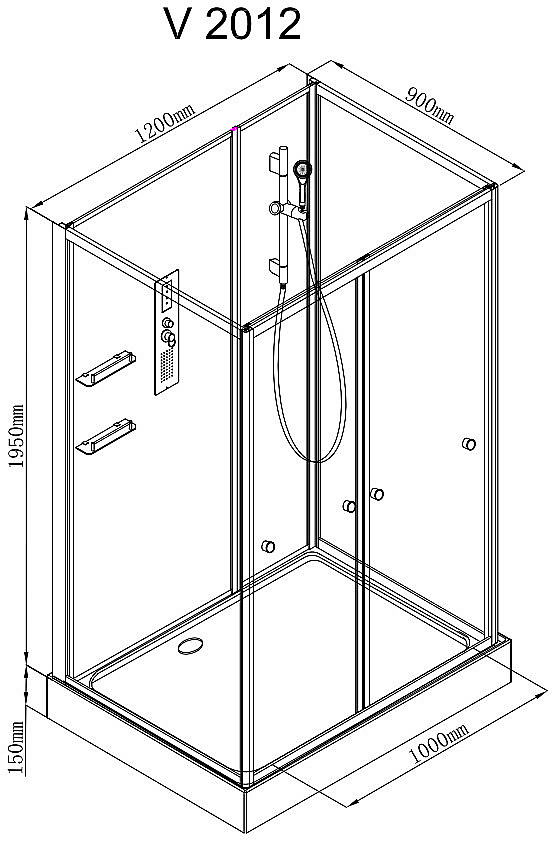 Душевая кабина AvaCan V Серия V2012N 120х90 без крыши купить в интернет-магазине Sanbest